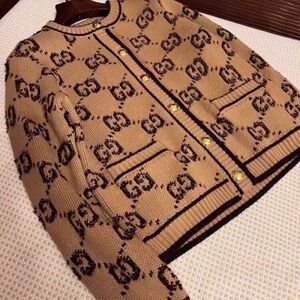 Gucci Tan and Black Cardigan Sweater